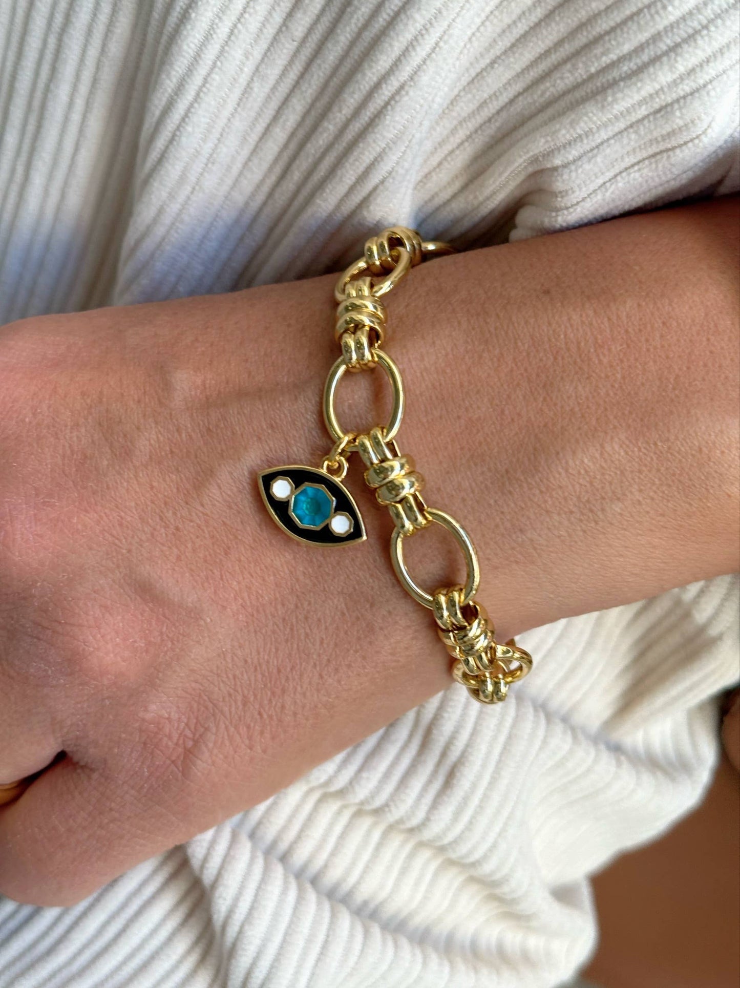 Persia Gold Chunky Evil Eye Bracelet (stainless & enamel)