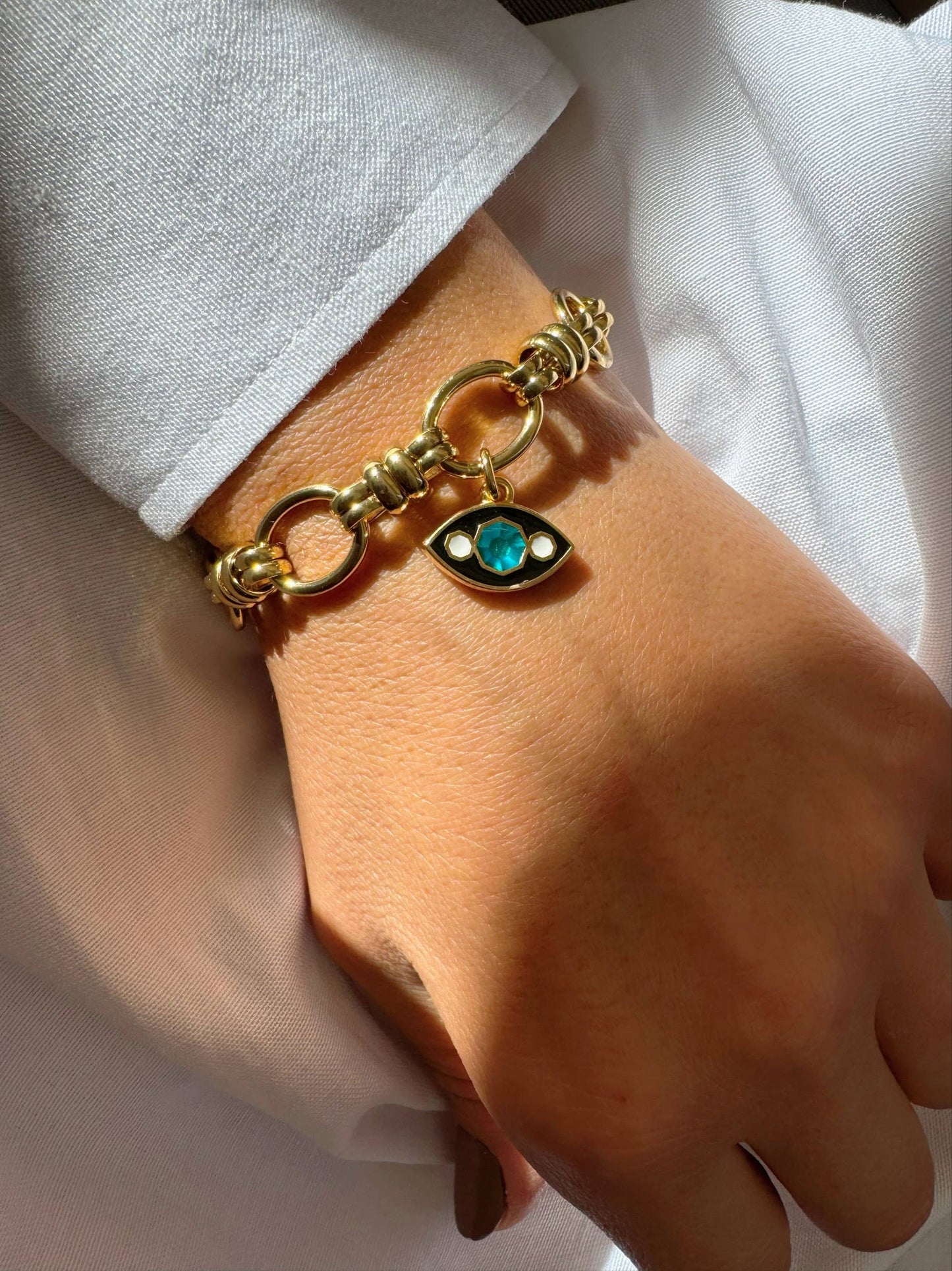 Persia Gold Chunky Evil Eye Bracelet (stainless & enamel)