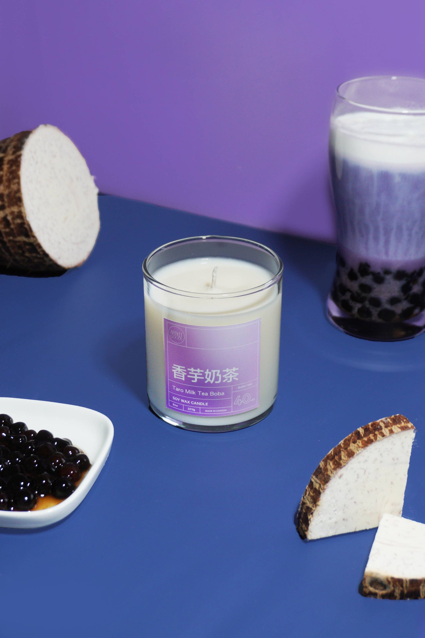 Taro Milk Tea Boba Soy Wax Blend Candle