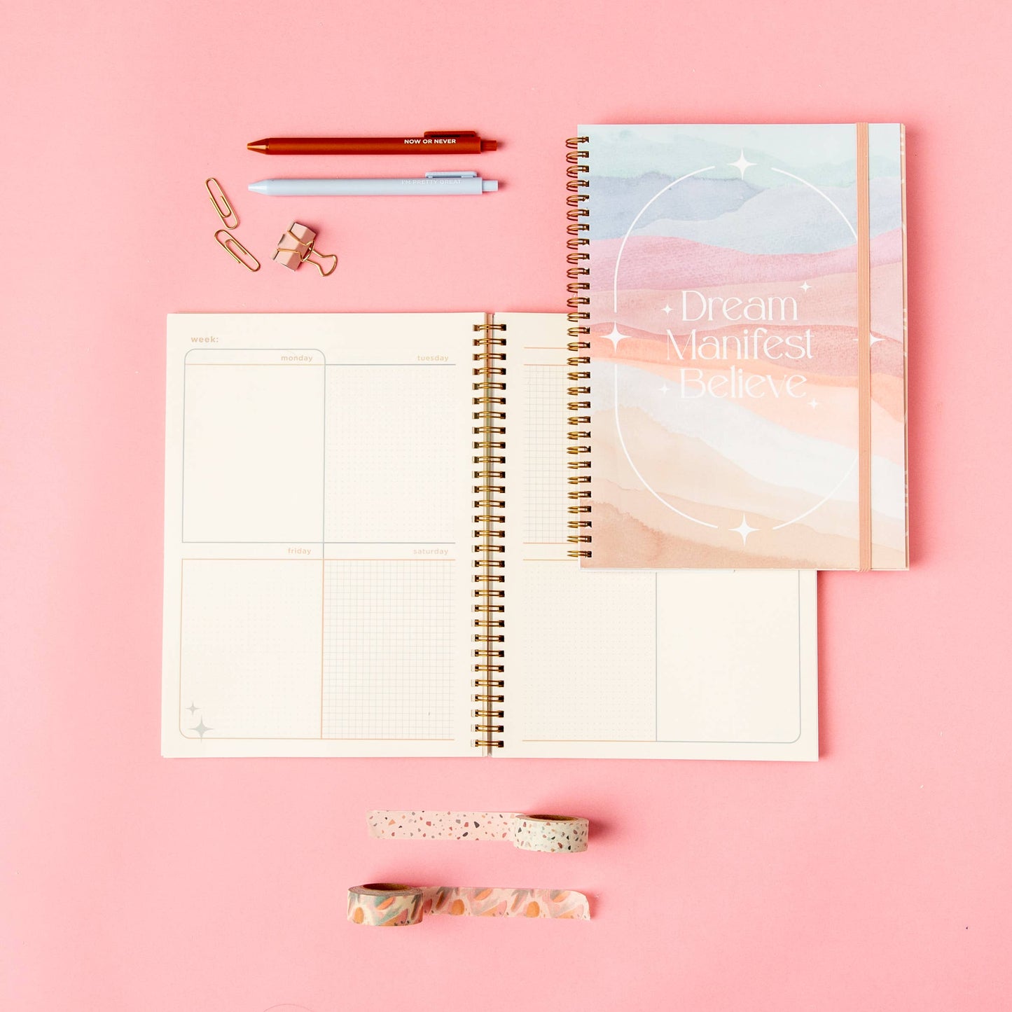 Large Perpetual Planner - Griddy Grid: Dream. Manifest. Believe.