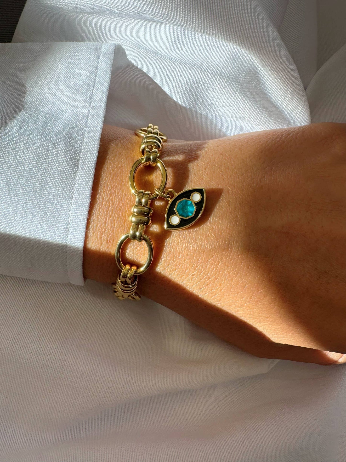 Persia Gold Chunky Evil Eye Bracelet (stainless & enamel)