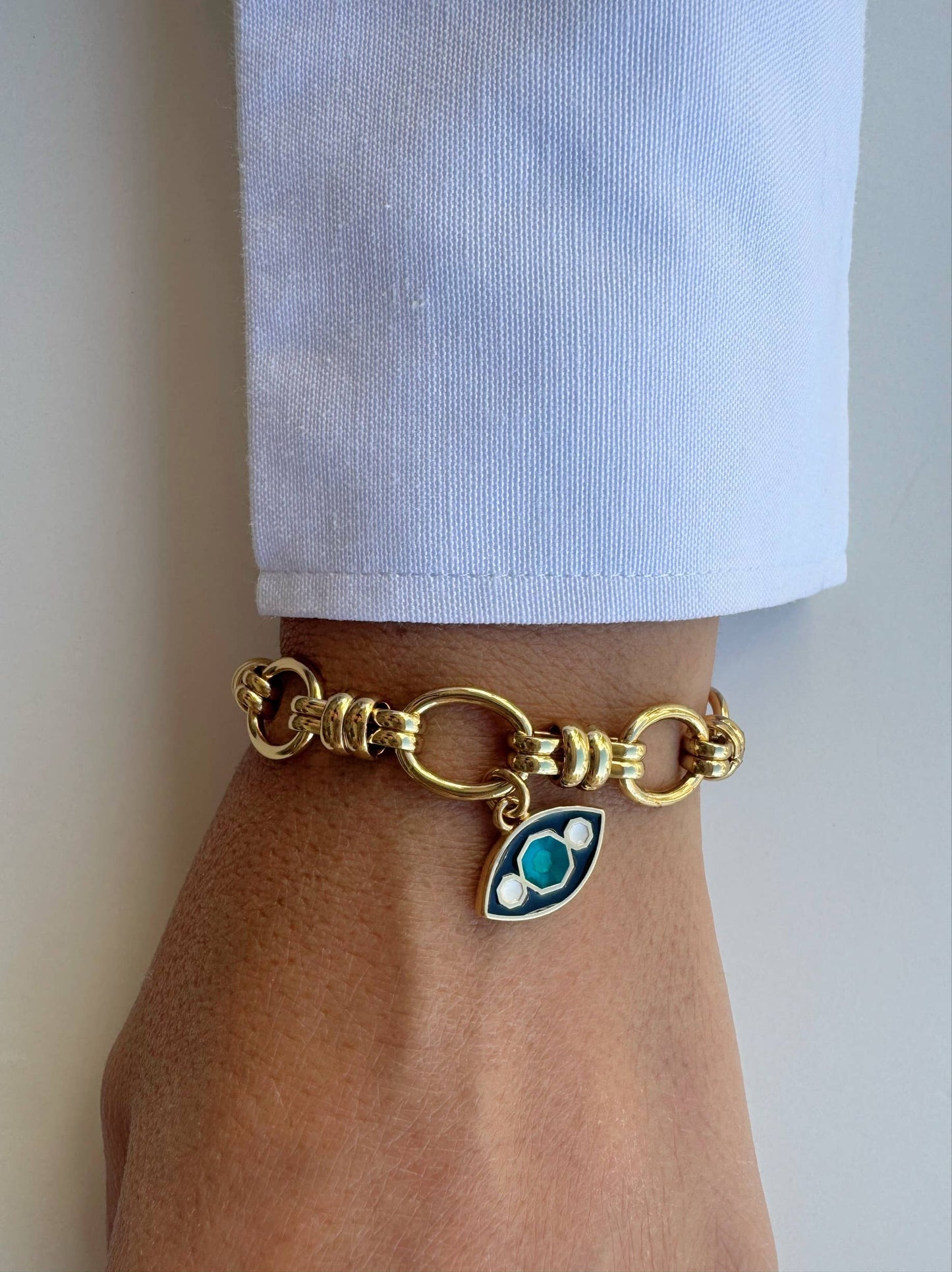 Persia Gold Chunky Evil Eye Bracelet (stainless & enamel)