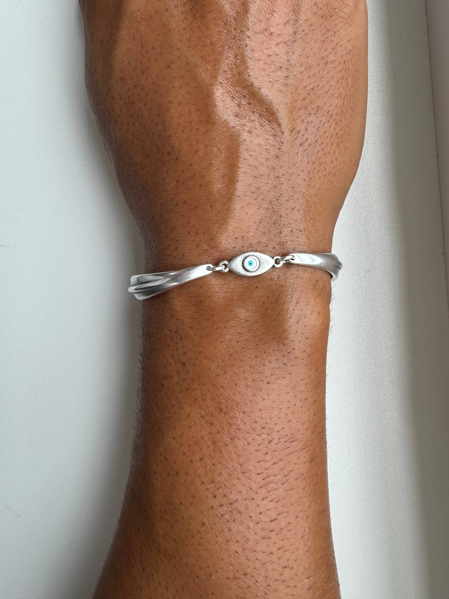 Cairo Evil Eye Silver Bracelet 6.6” (stainless steel)