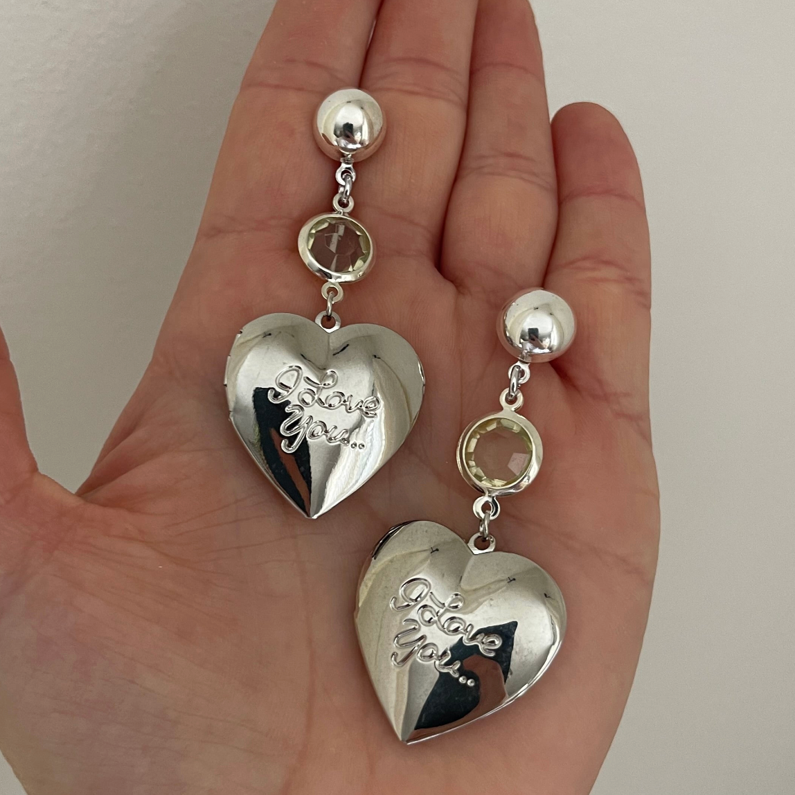 I.L.Y Locket Earrings (silver plated)