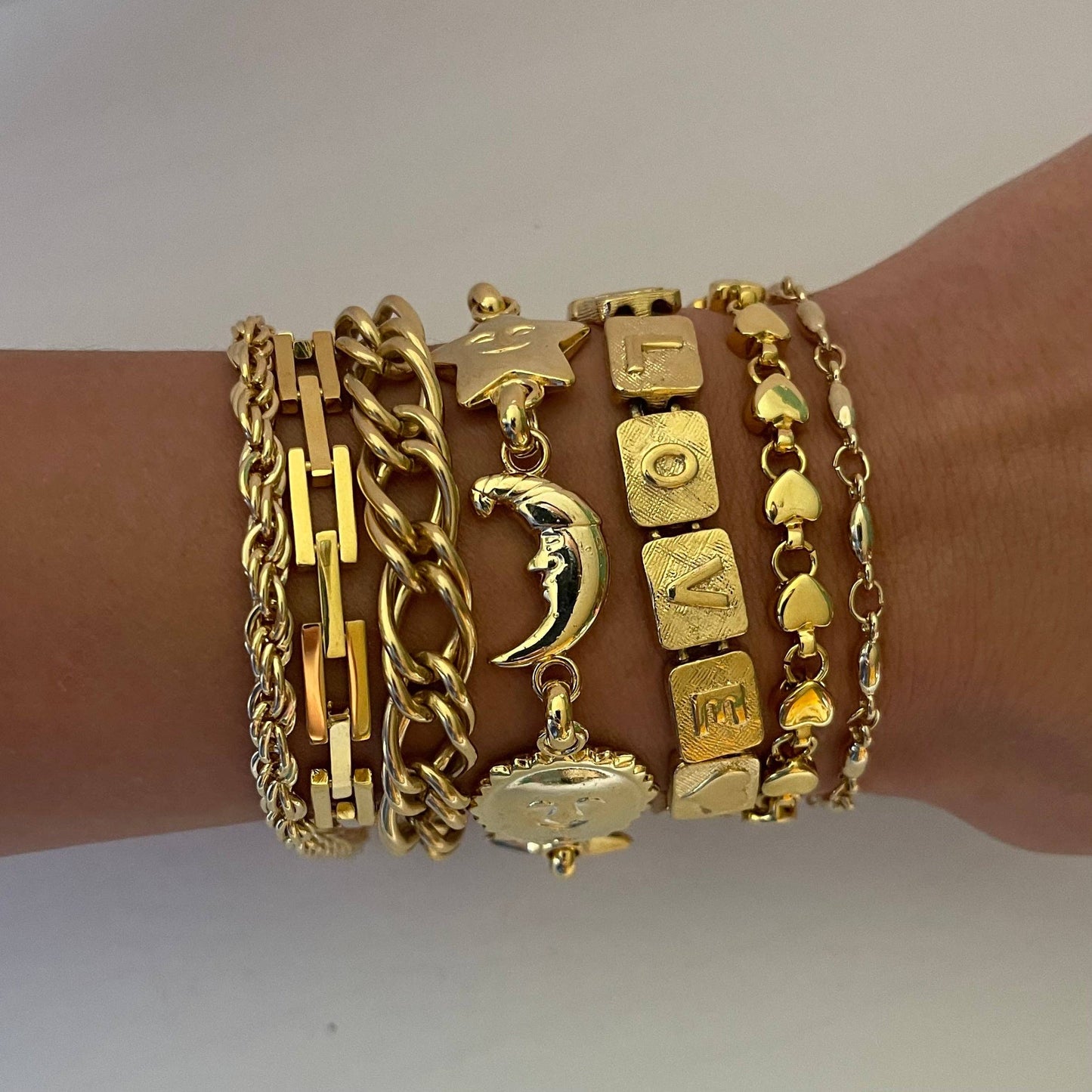 Mini Puffy Heart Bracelet (DEADSTOCK & gold plated) 7”