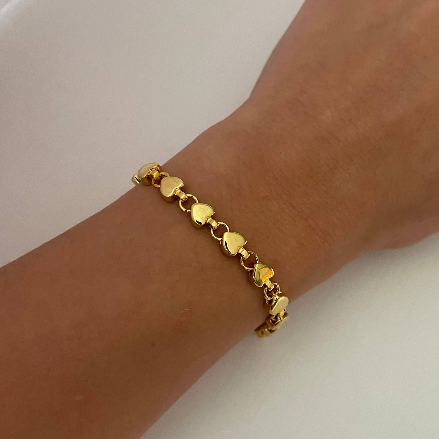 Mini Puffy Heart Bracelet (DEADSTOCK & gold plated) 7”