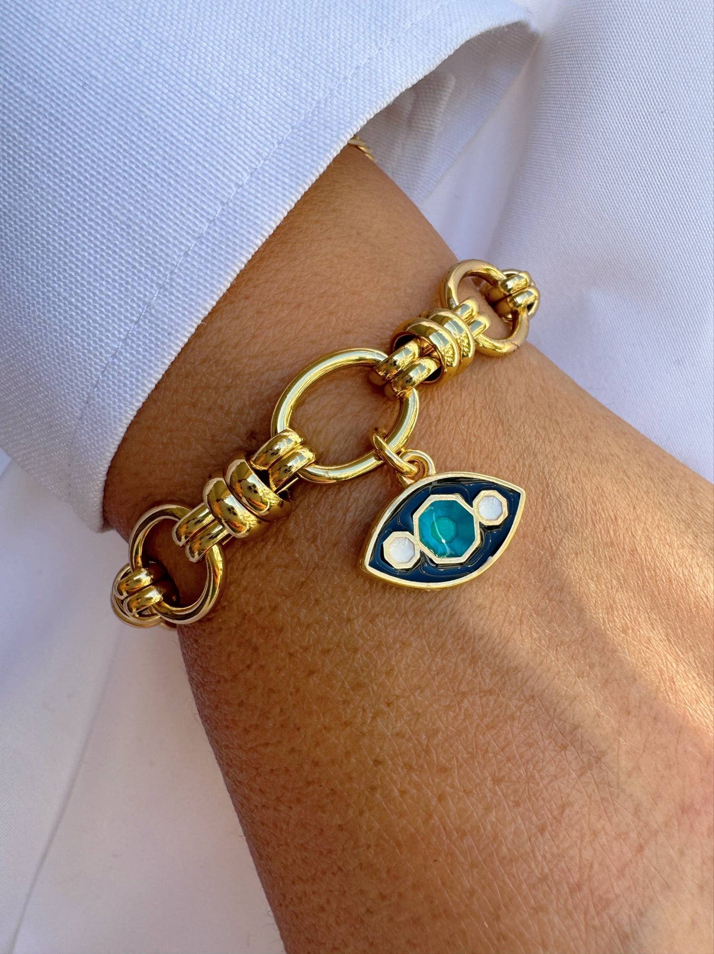 Persia Gold Chunky Evil Eye Bracelet (stainless & enamel)