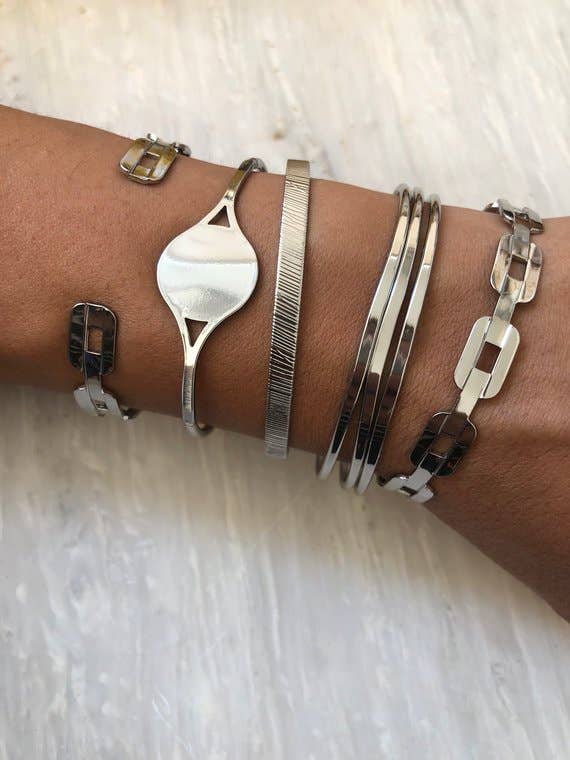Achilles Silver Flat Link Bangle (brass)