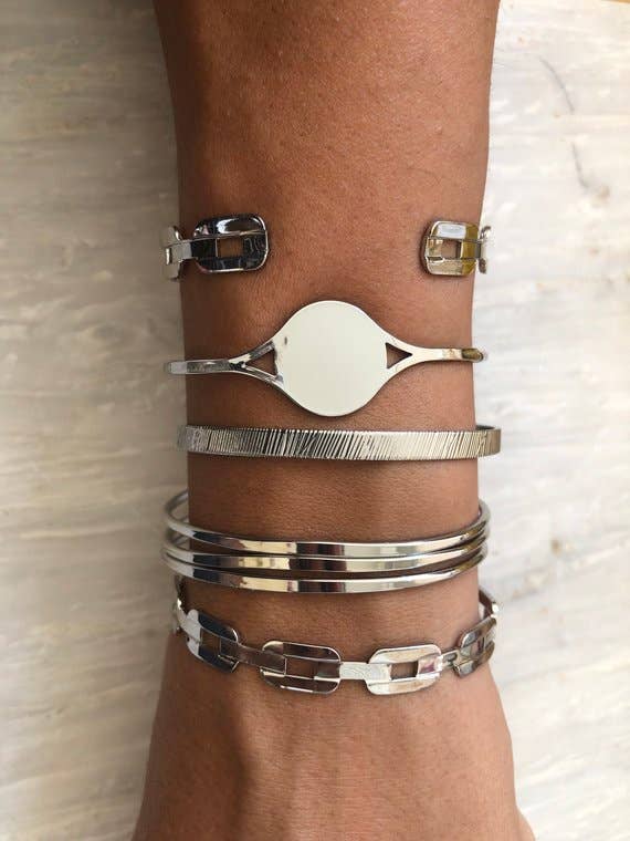 Achilles Silver Flat Link Bangle (brass)