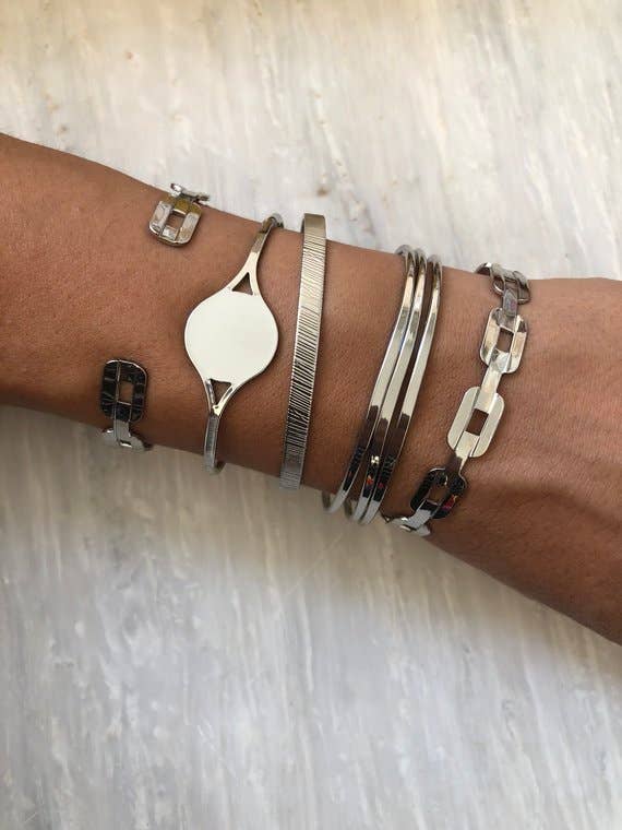 Achilles Silver Flat Link Bangle (brass)