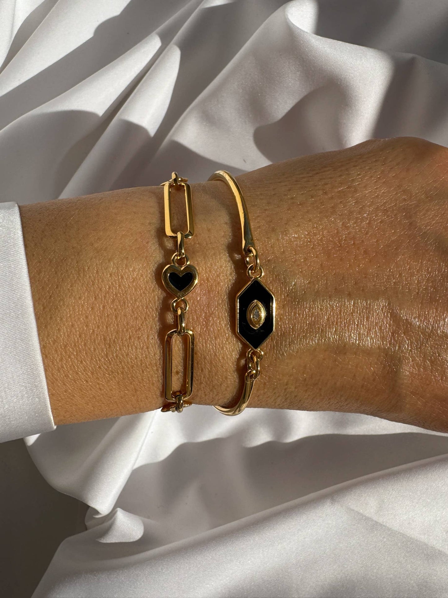 Jane Heart Bracelet (pewter, brass, enamel heart)