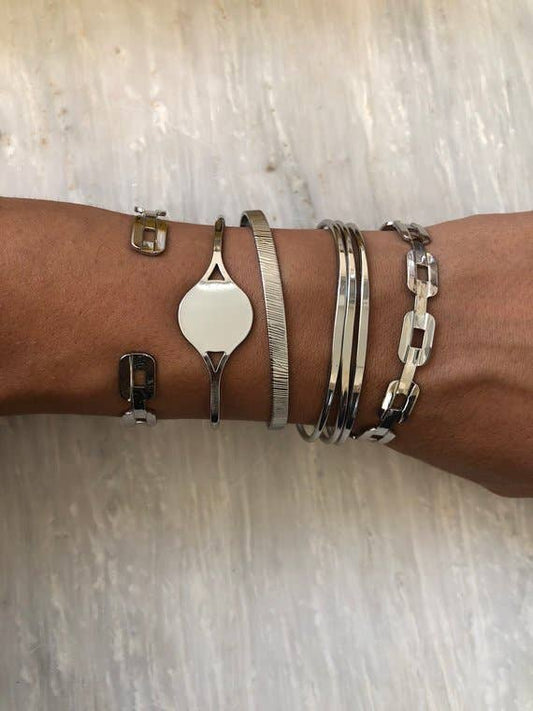 Achilles Silver Flat Link Bangle (brass)