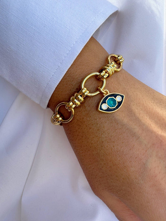 Persia Gold Chunky Evil Eye Bracelet (stainless & enamel)