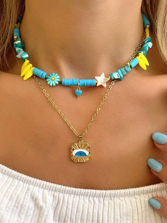 Beach & Bananas Necklace (glass beads)