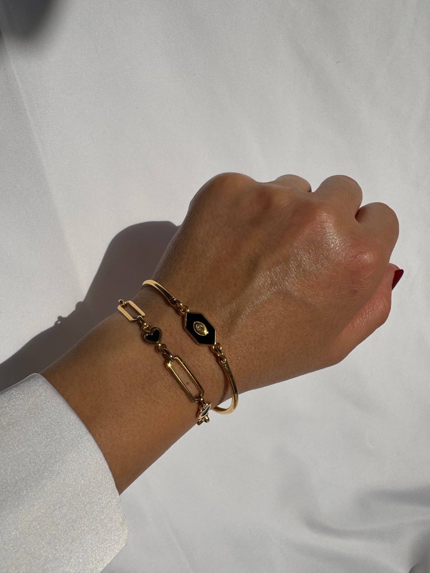 Jane Heart Bracelet (pewter, brass, enamel heart)