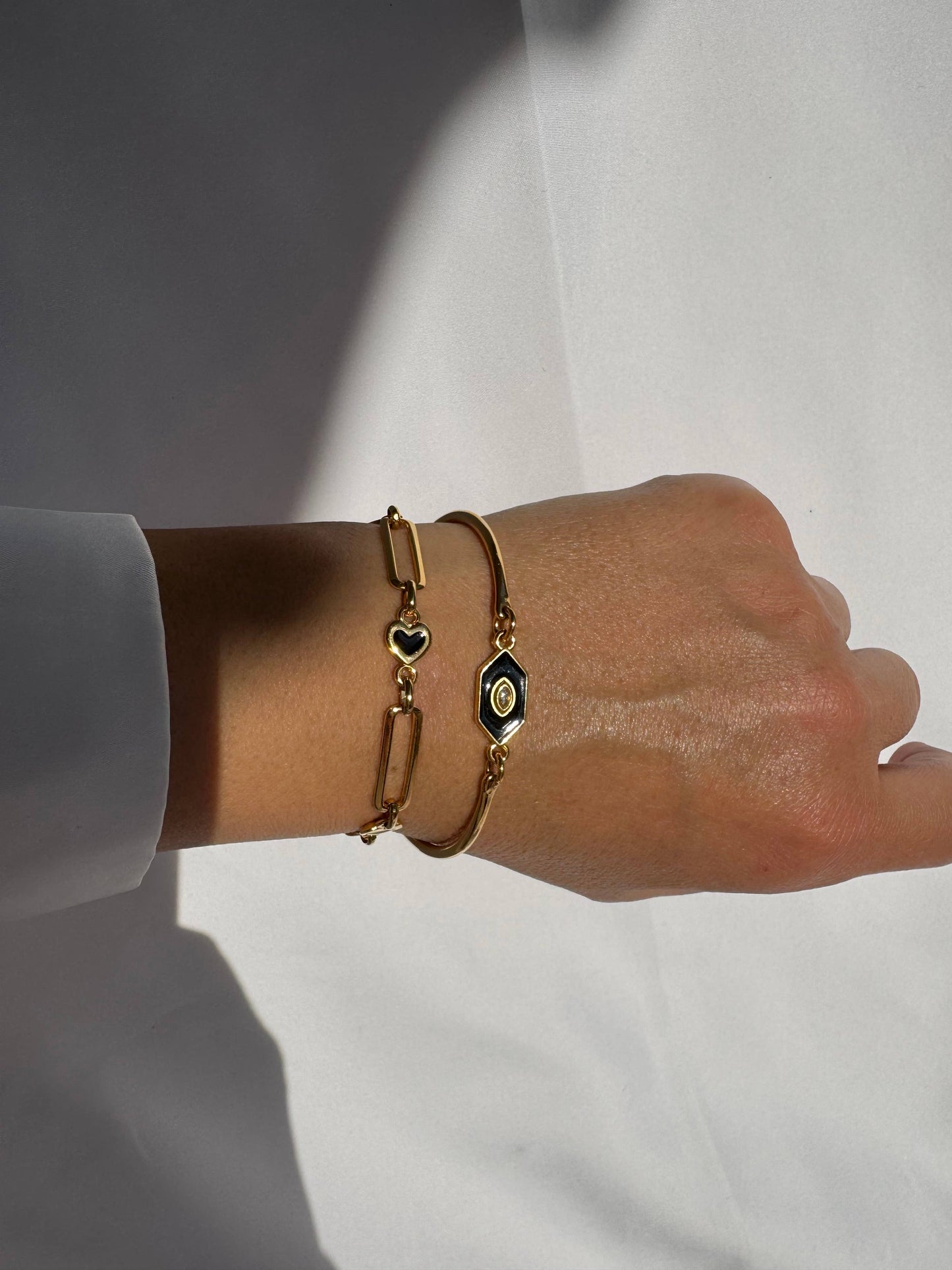 Jane Heart Bracelet (pewter, brass, enamel heart)