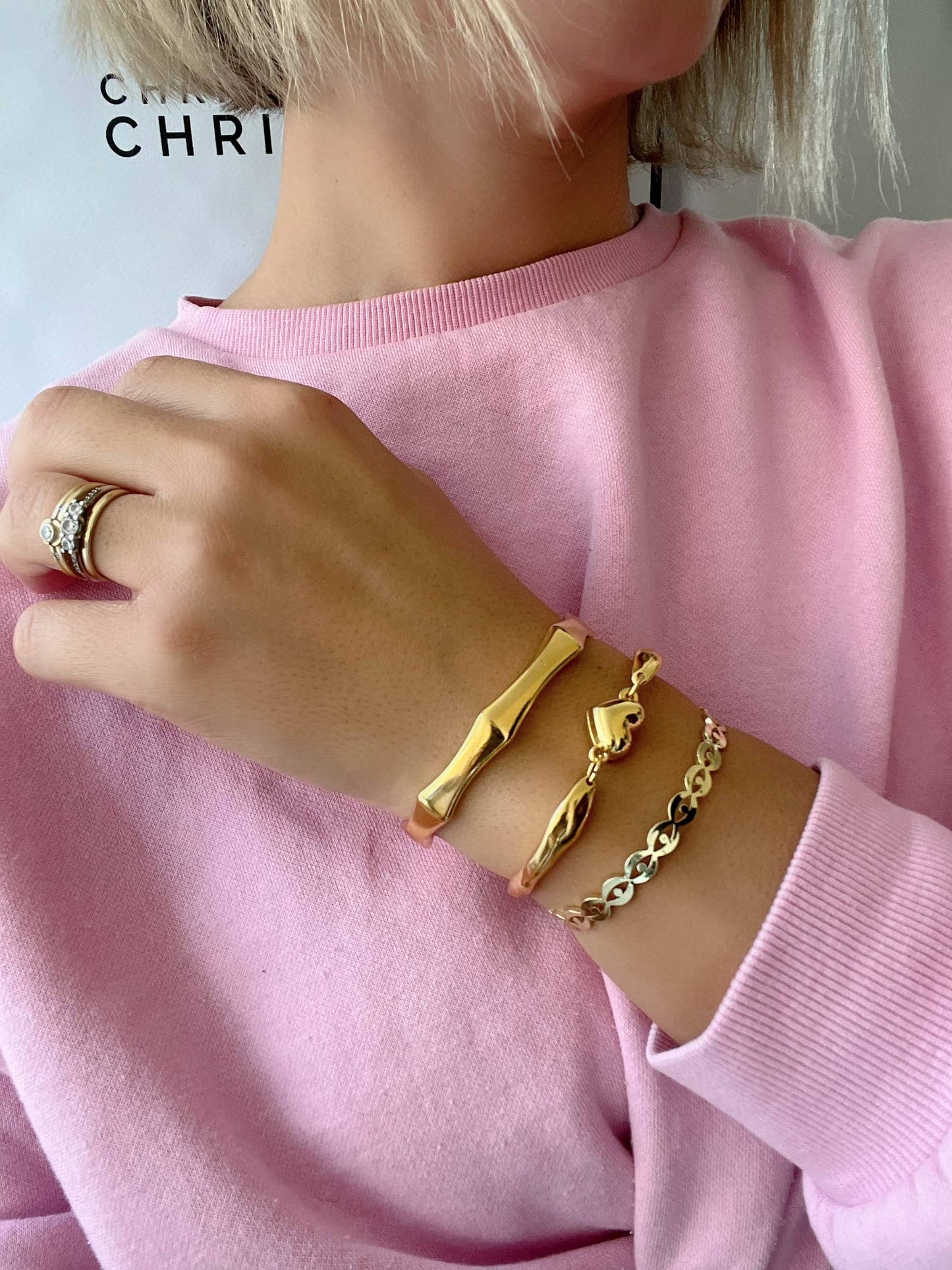 Bridget Gold Bamboo Bangle (pewter)
