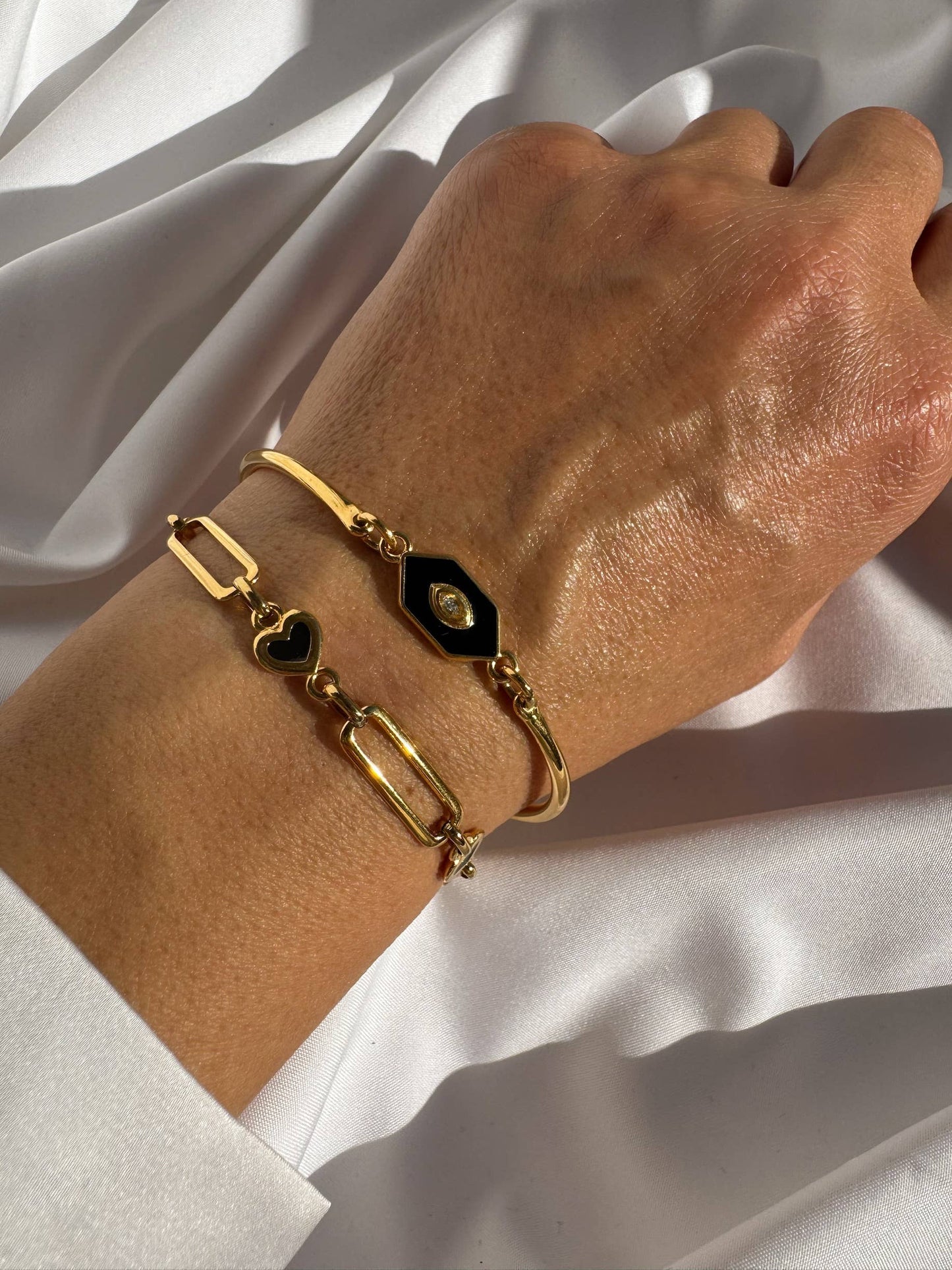 Jane Heart Bracelet (pewter, brass, enamel heart)