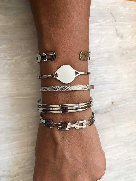 Achilles Silver Flat Link Bangle (brass)