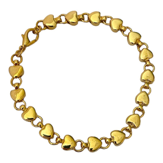 Mini Puffy Heart Bracelet (DEADSTOCK & gold plated) 7”